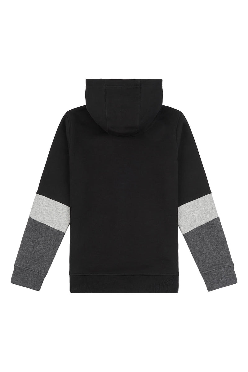 Boys Angled Sleeve Zip-Through Hoodie in Black