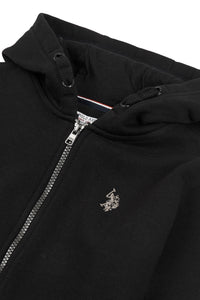 Boys Angled Sleeve Zip-Through Hoodie in Black