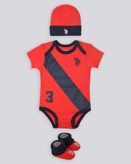 Baby 3 Piece Boxed Baby Gifting Set in True Red