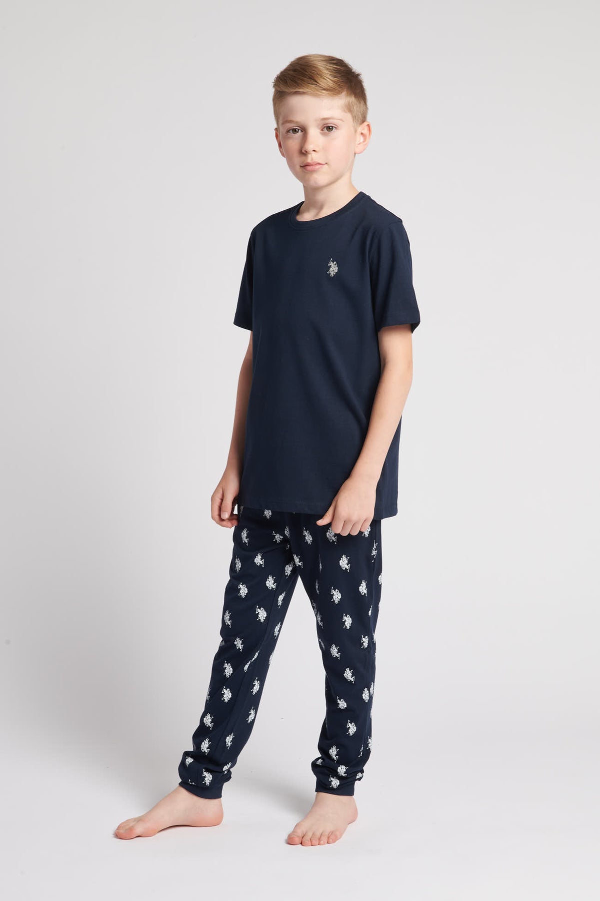 Boys 2 Pack Lounge T-Shirts in Navy Blue