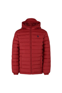 Boys Hooded Quilted Jacket in Biking Red