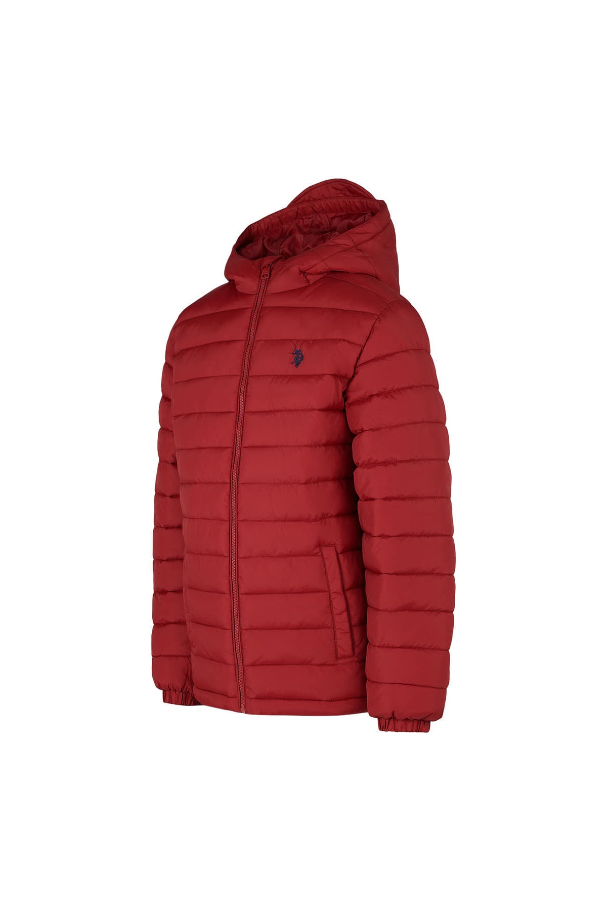 Boys Hooded Quilted Jacket in Biking Red