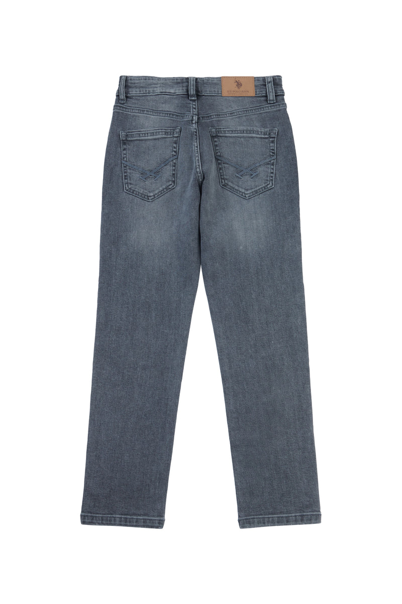 Boys 5 Pocket Slim Fit Denim Jeans in Grey Wash