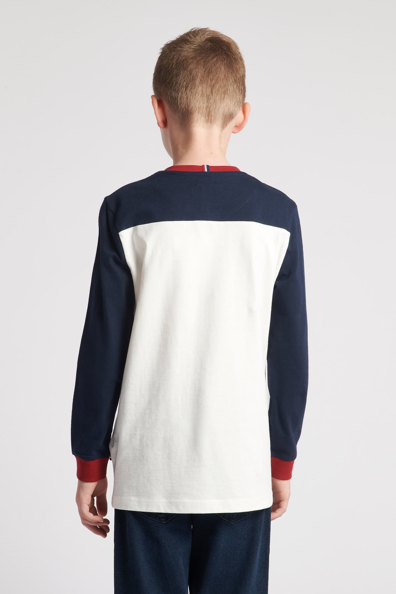 Boys Colour Block Long Sleeve T-Shirt in Marshmallow