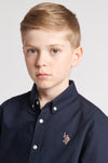Boys Lifestyle Peached Oxford Shirt in Navy Blue