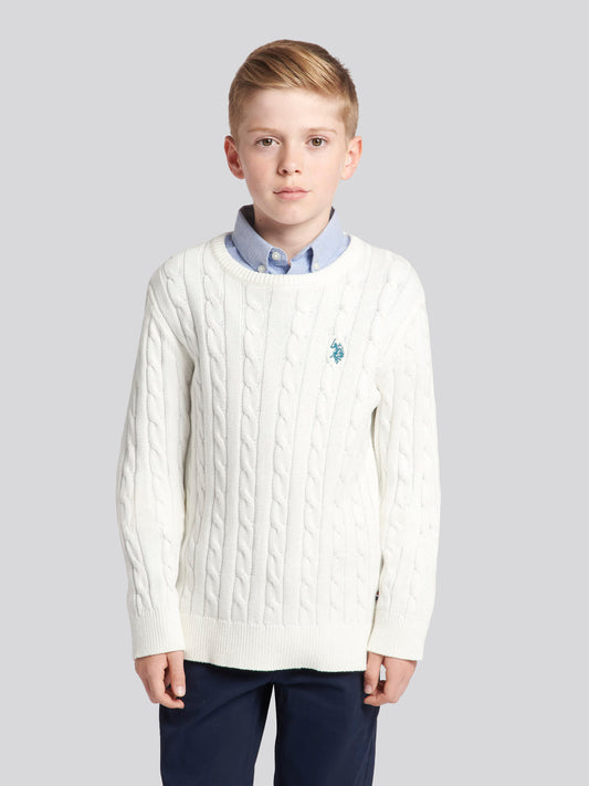 Boys Cable Knit Jumper in Marshmallow