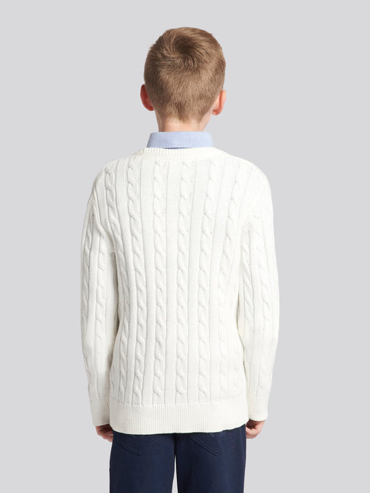 Boys Cable Knit Jumper in Marshmallow
