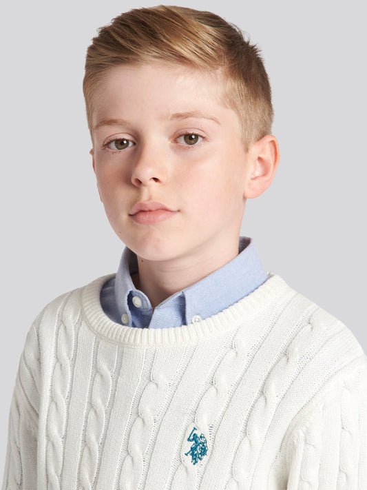 Boys Cable Knit Jumper in Marshmallow