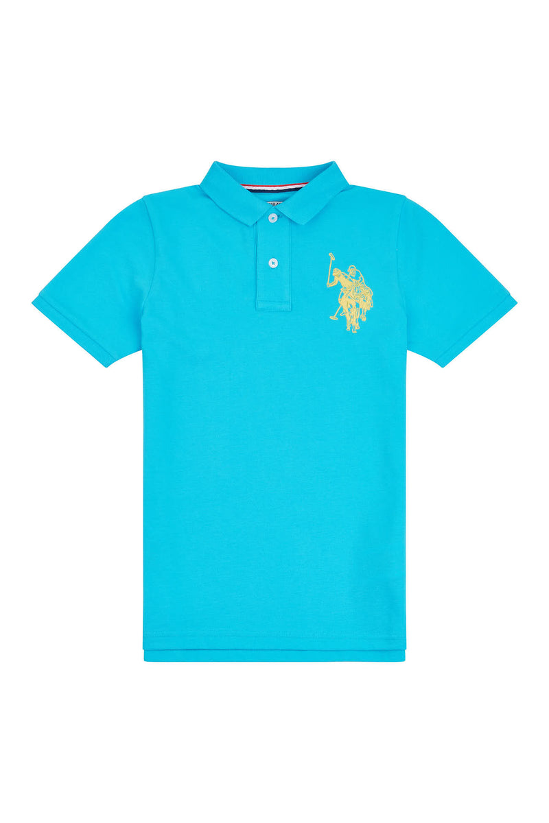 Boys Large Logo Polo Shirt in Blue Atoll