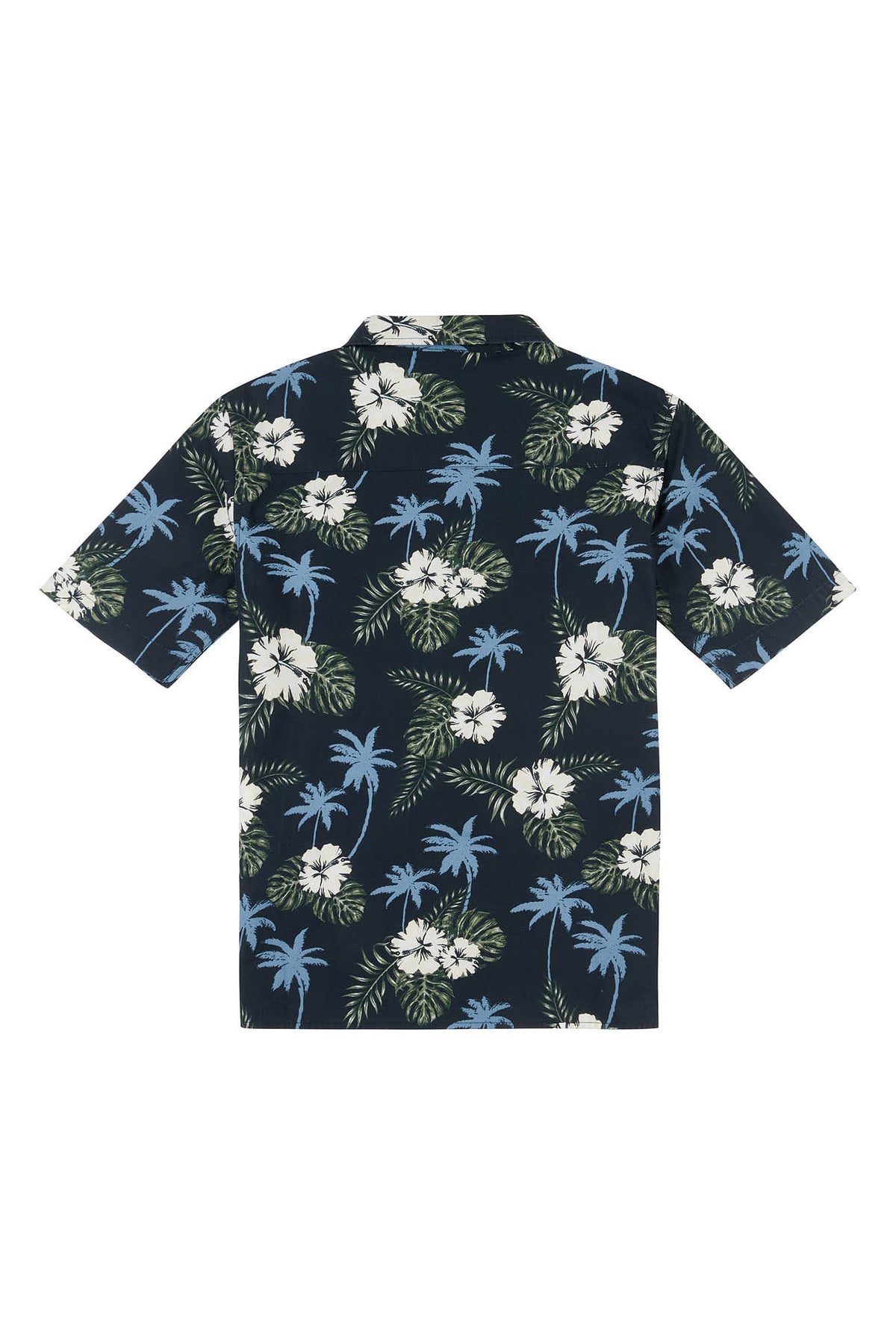 Boys Tropical Print Short Sleeve Shirt in Navy Blue