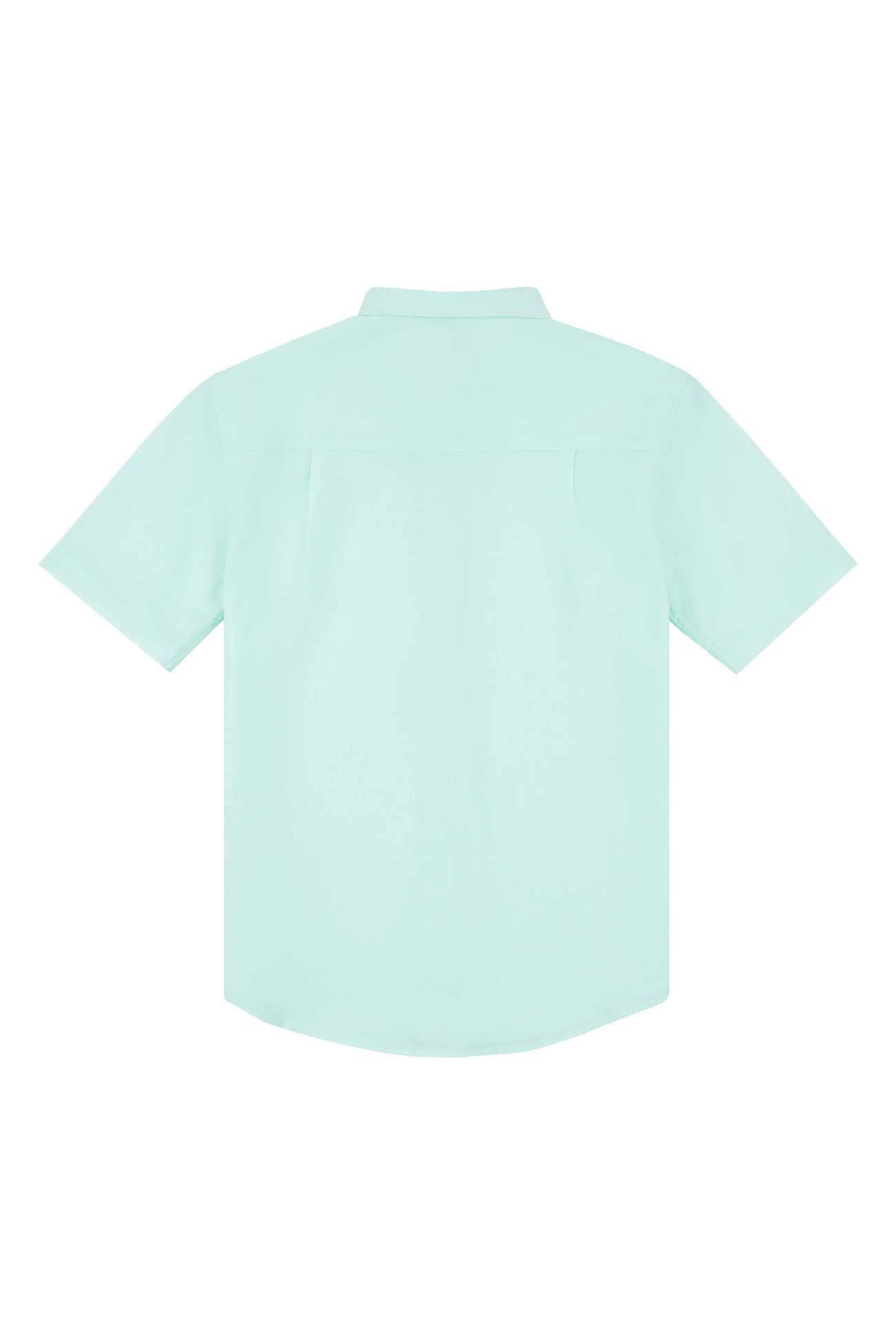 Boys Linen Blend Short Sleeve Shirt in Honey Dew