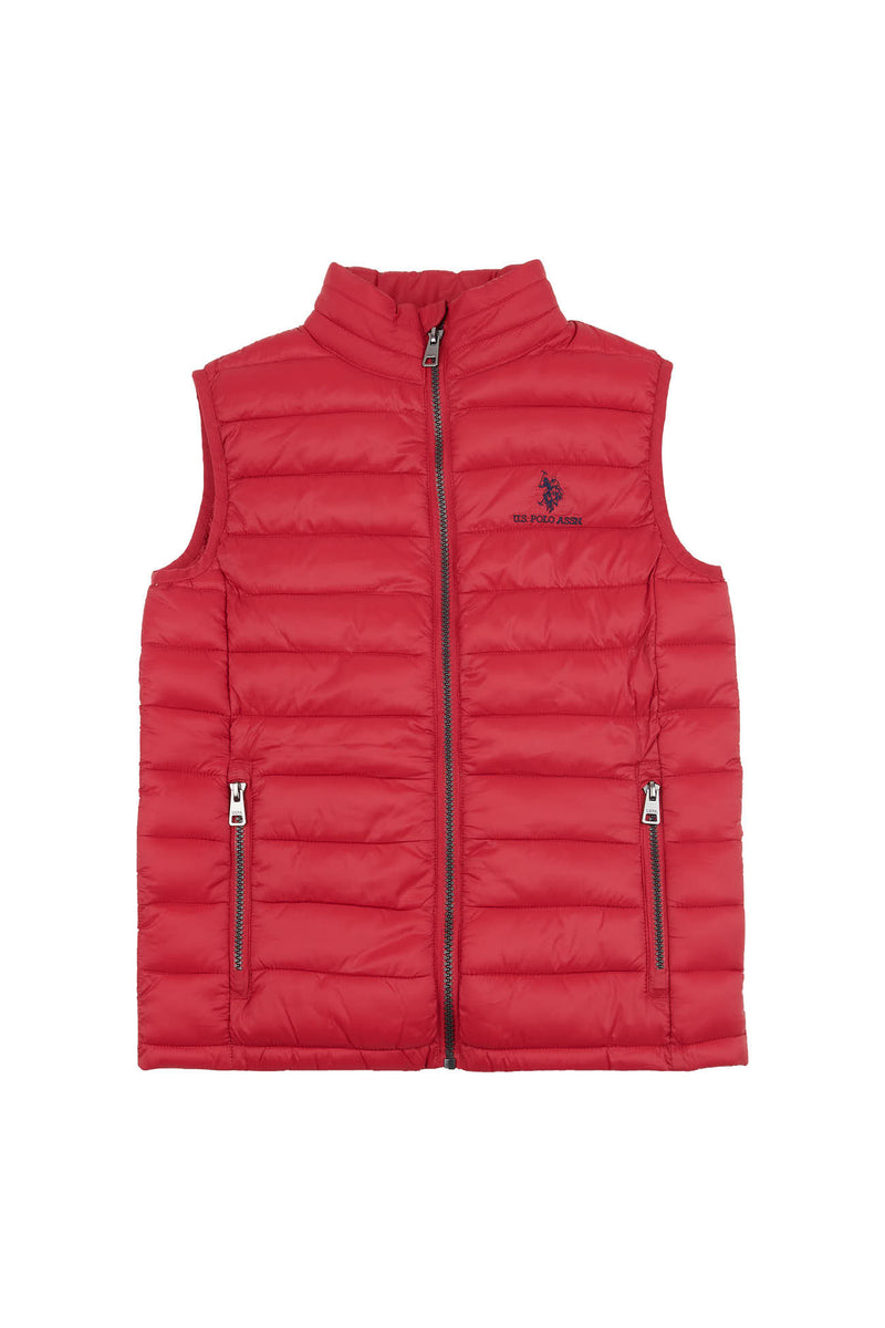 Boys Lightweight Quilted Gilet in Haute Red