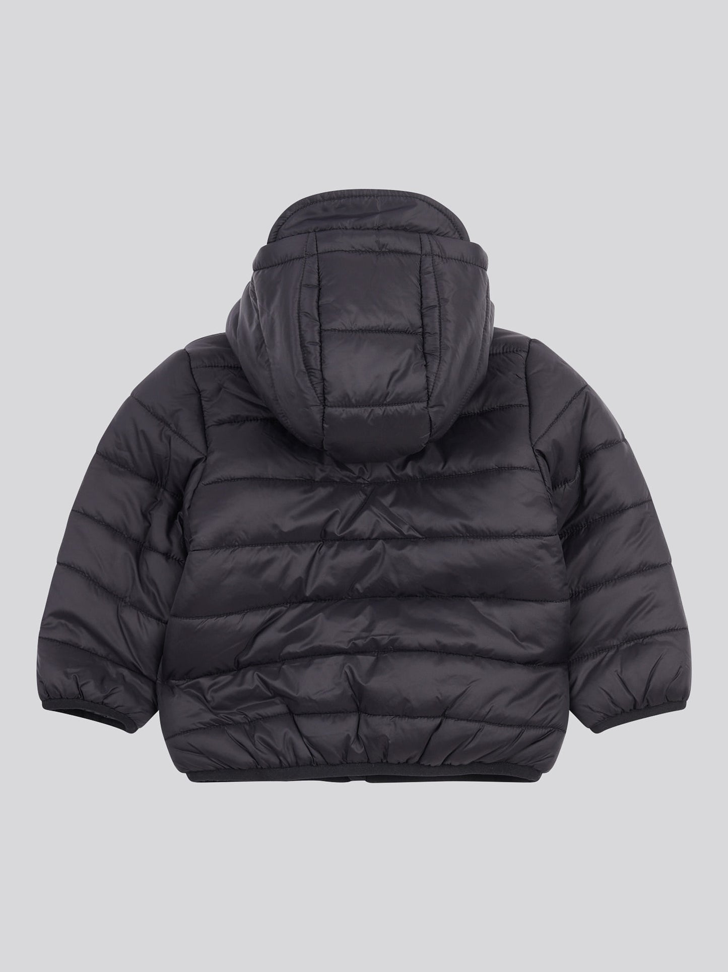 Boys Hooded Quilted Jacket with Peak in Black