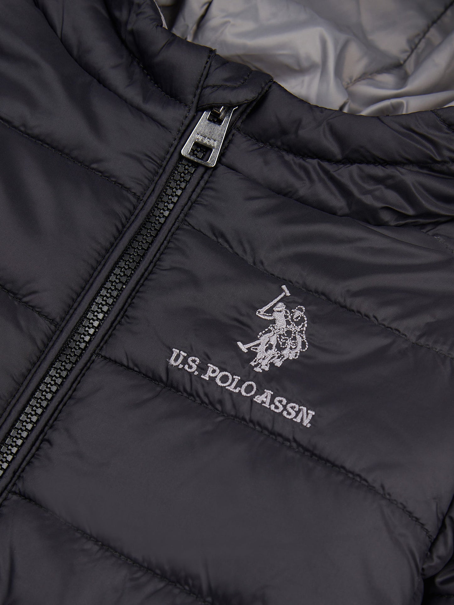 Boys Hooded Quilted Jacket with Peak in Black