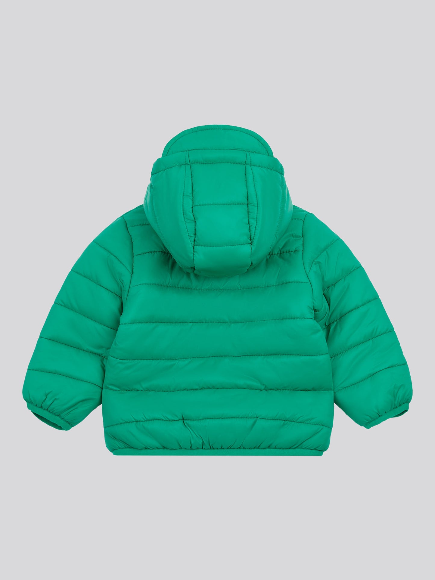 Boys Hooded Quilted Jacket with Peak in Golf Green