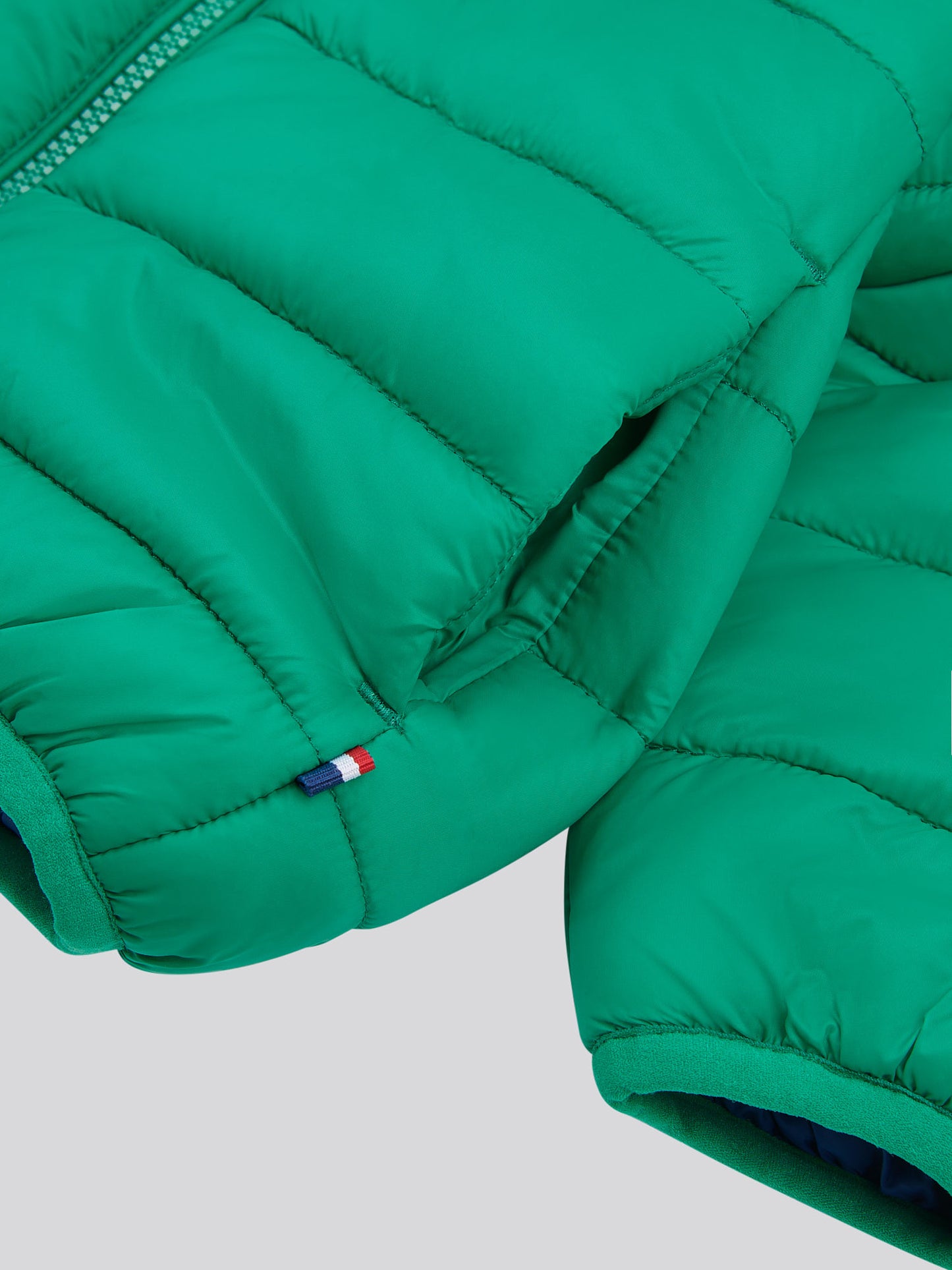 Boys Hooded Quilted Jacket with Peak in Golf Green