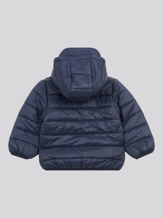 Boys Hooded Quilted Jacket with Peak in Dark Sapphire Navy