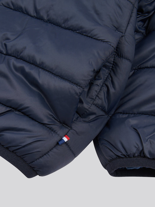 Boys Hooded Quilted Jacket with Peak in Dark Sapphire Navy