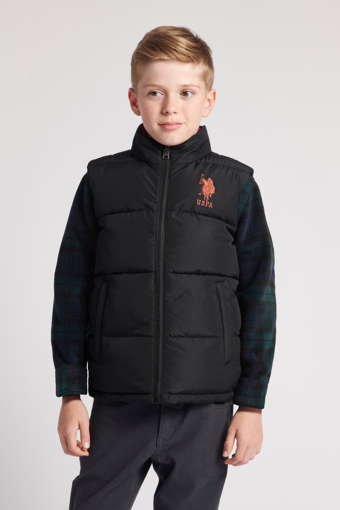 Boys Thick Quilted Gilet in Black