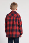 Boys Check Lined Shacket in Haute Red