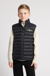 Boys Lightweight Quilted Tape Gilet in Black