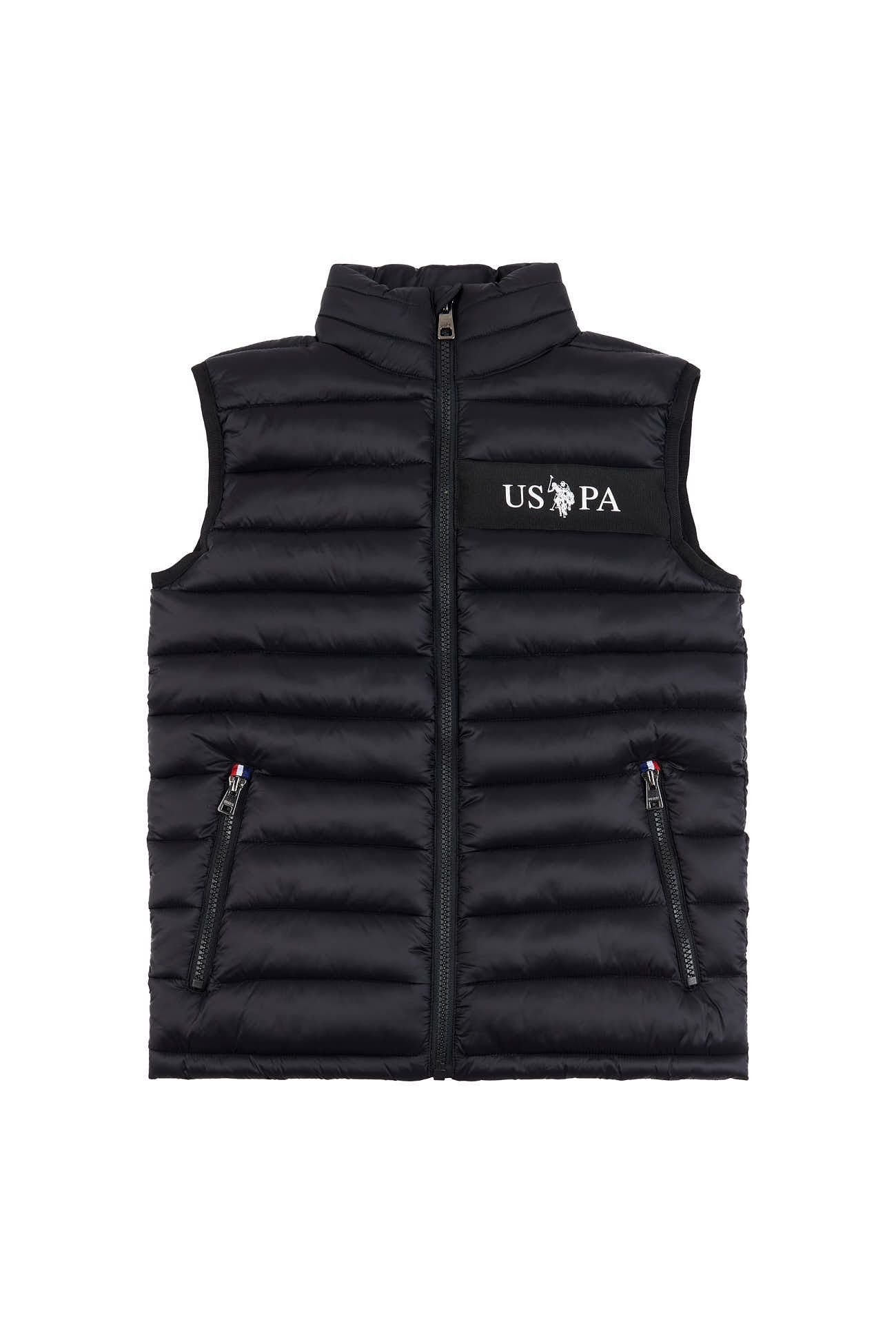 Boys Lightweight Quilted Tape Gilet in Black