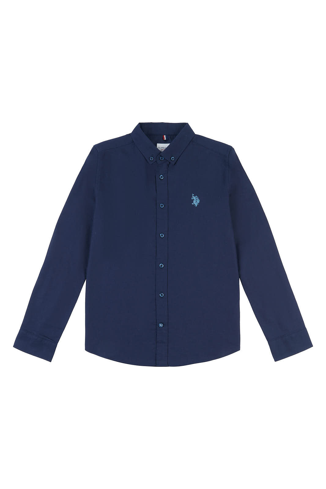 Boys Peached Oxford Shirt in Navy Blue