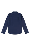 Boys Peached Oxford Shirt in Navy Blue