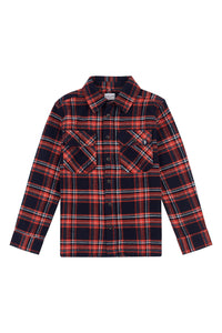 Boys Twill Check Overshirt in Navy Blue