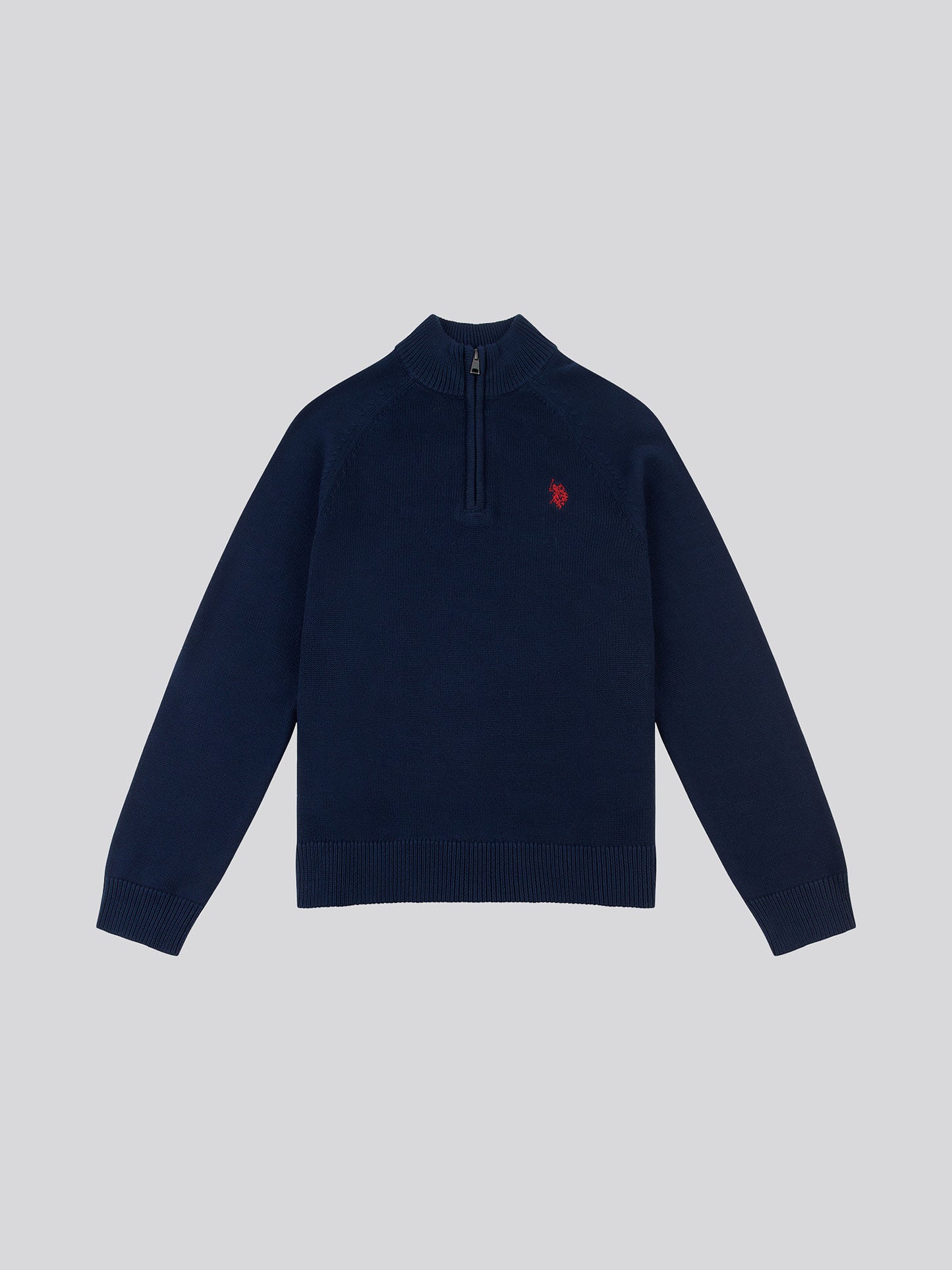 Boys Quarter Zip Knitted Sweatshirt in Navy Blue