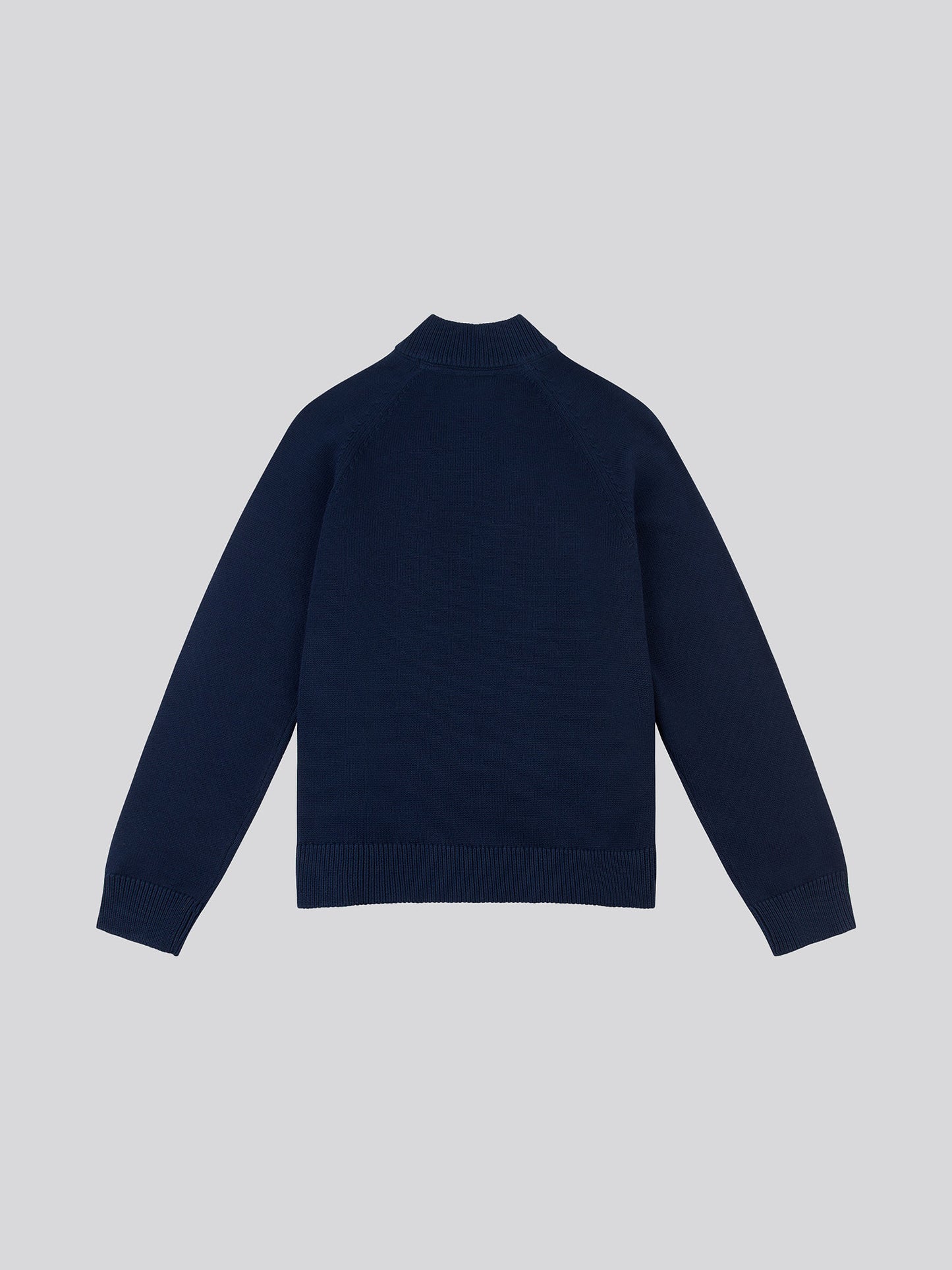 Boys Quarter Zip Knitted Sweatshirt in Navy Blue