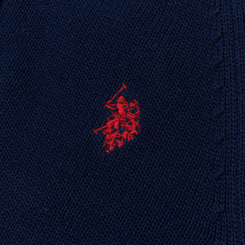 Boys Quarter Zip Knitted Sweatshirt in Navy Blue