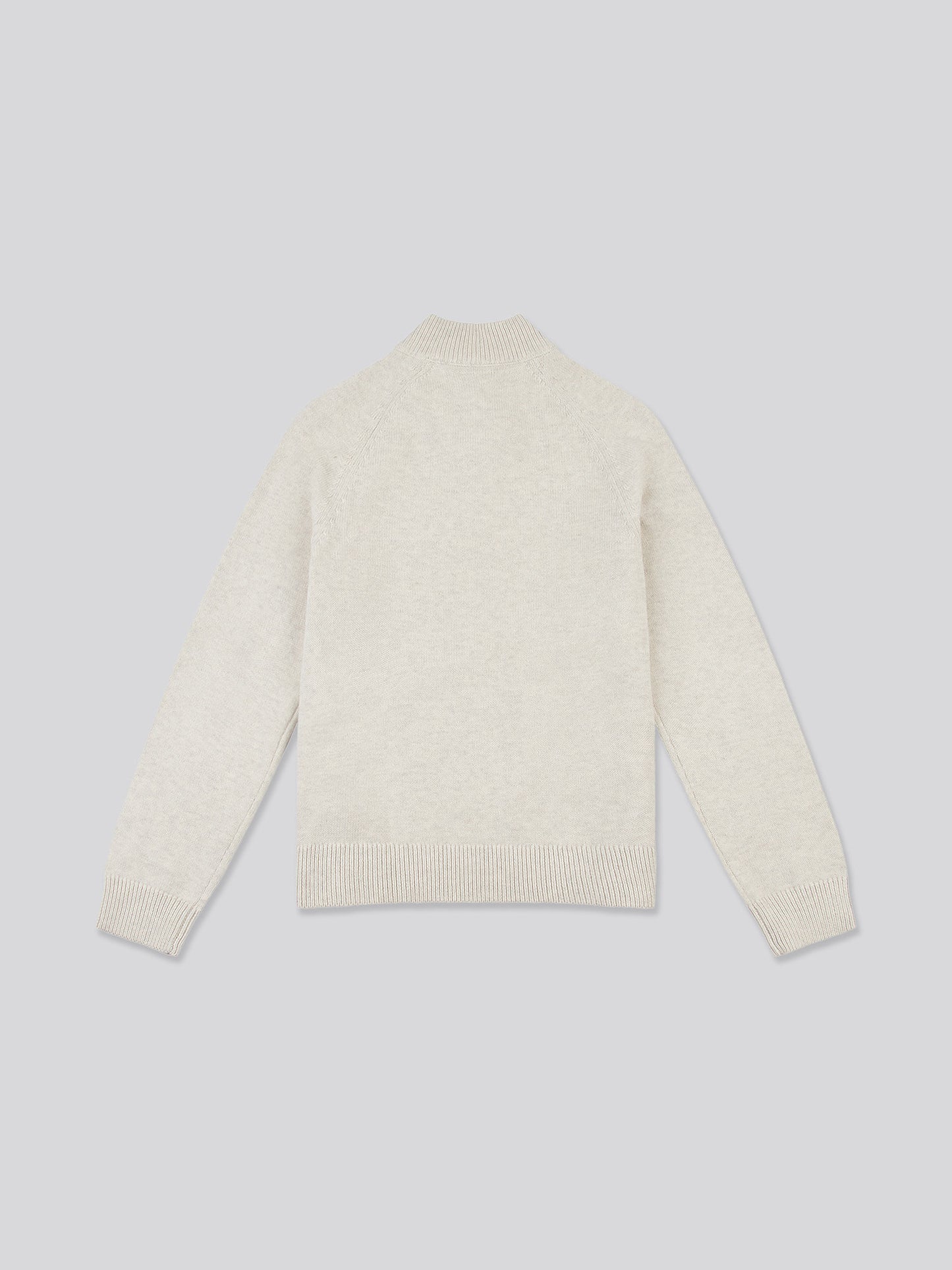 Boys Quarter Zip Knitted Sweatshirt in Birch Marl