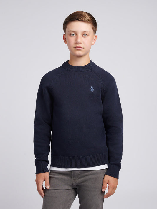 Boys Double Horsemen Knit ¼ Zip in Dark Sapphire Navy