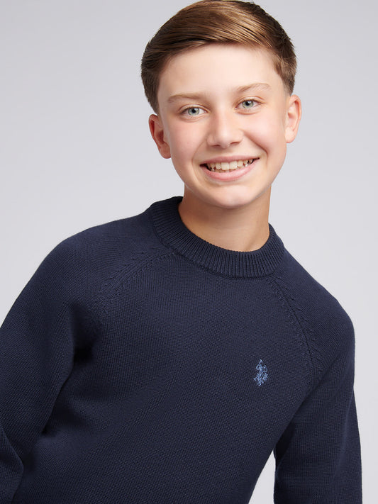 Boys Double Horsemen Knit ¼ Zip in Dark Sapphire Navy