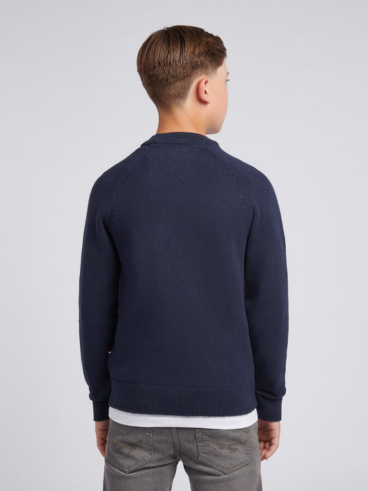 Boys Double Horsemen Knit ¼ Zip in Dark Sapphire Navy
