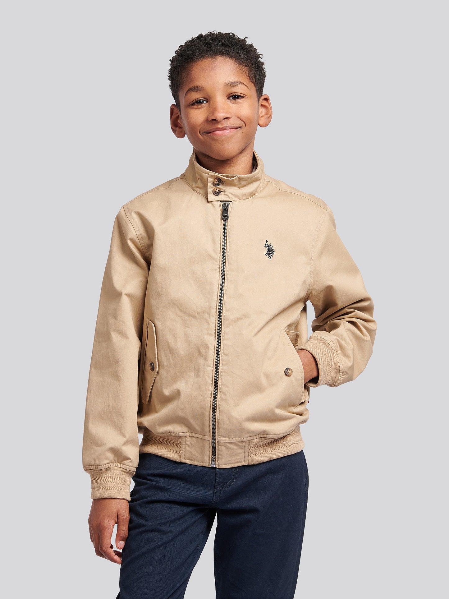 Boys Cotton Twill Harrington Jacket in Cornstalk