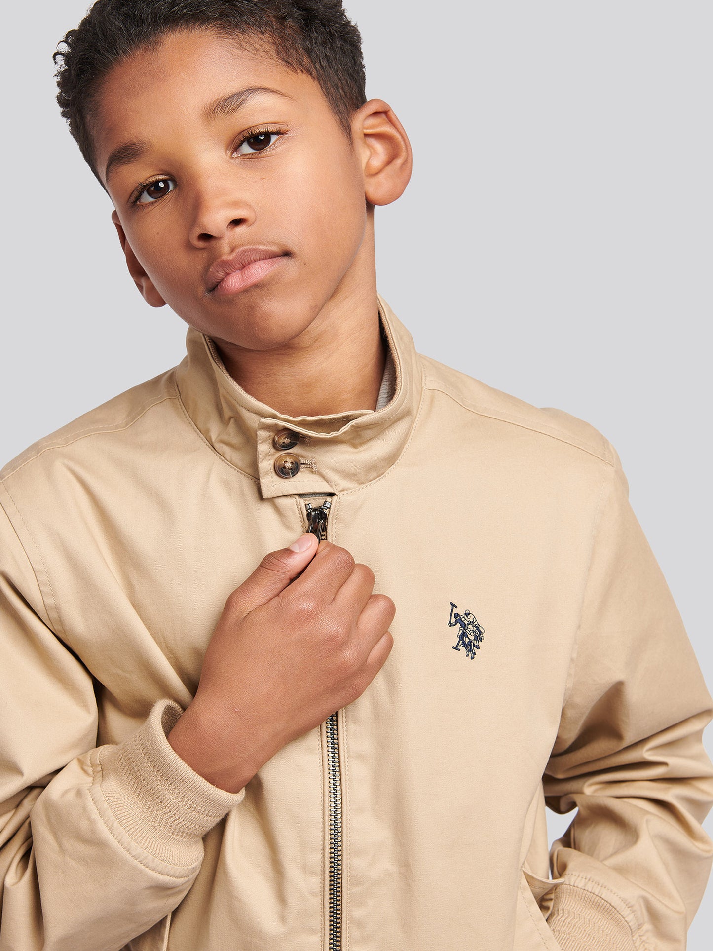 Boys Cotton Twill Harrington Jacket in Cornstalk