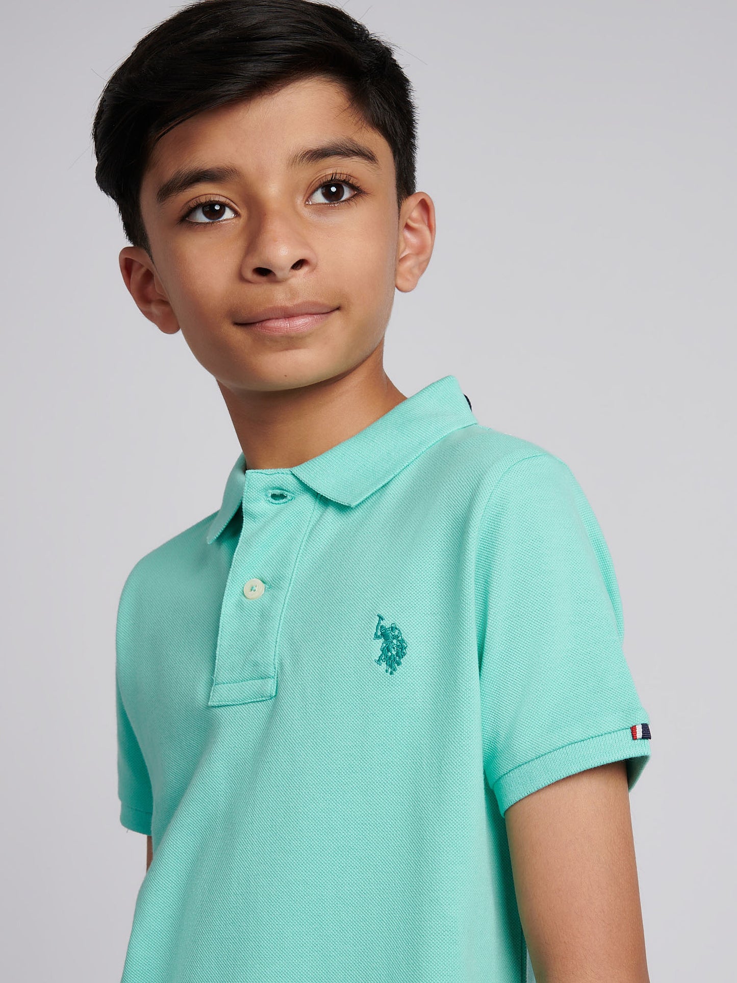 Boys Double Horsemen Polo Shirt in Pool Blue