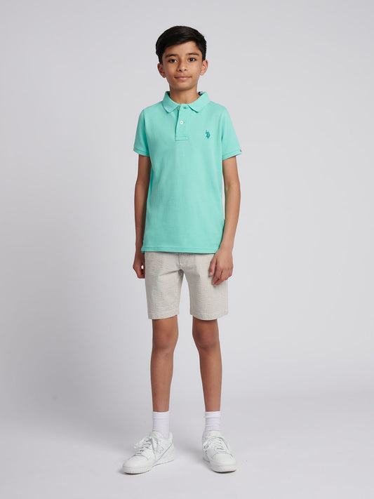 Boys Double Horsemen Polo Shirt in Pool Blue