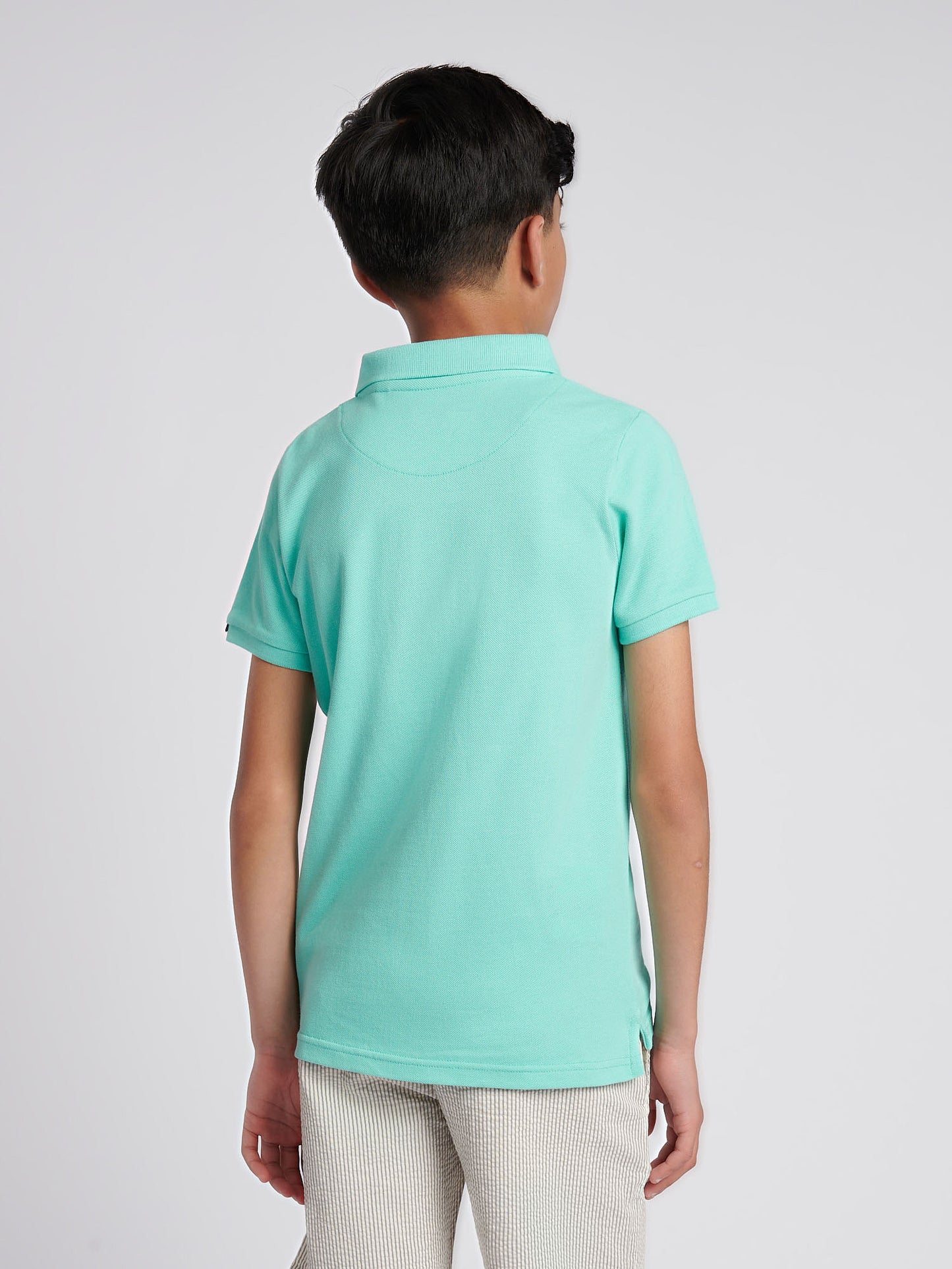 Boys Double Horsemen Polo Shirt in Pool Blue