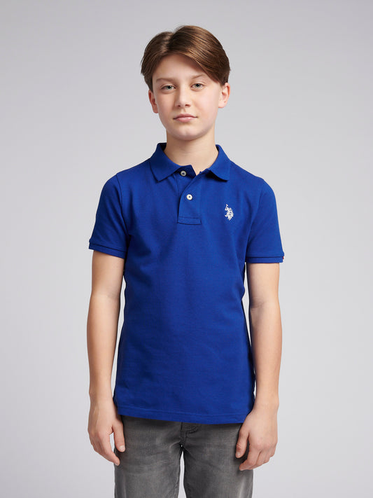 Boys Double Horsemen Polo Shirt in Sodalite Blue
