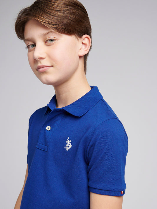 Boys Double Horsemen Polo Shirt in Sodalite Blue