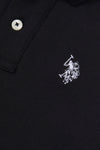 Boys Pique Polo Shirt in Black Bright White DHM