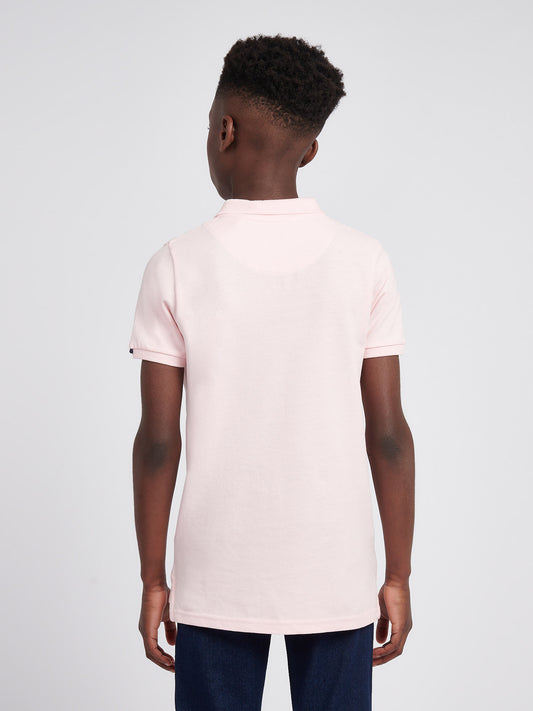 Boys Double Horsemen Polo Shirt in Tickled Pink