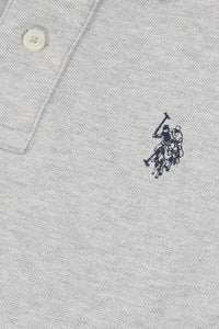 Boys Pique Polo Shirt in Mid Grey Marl