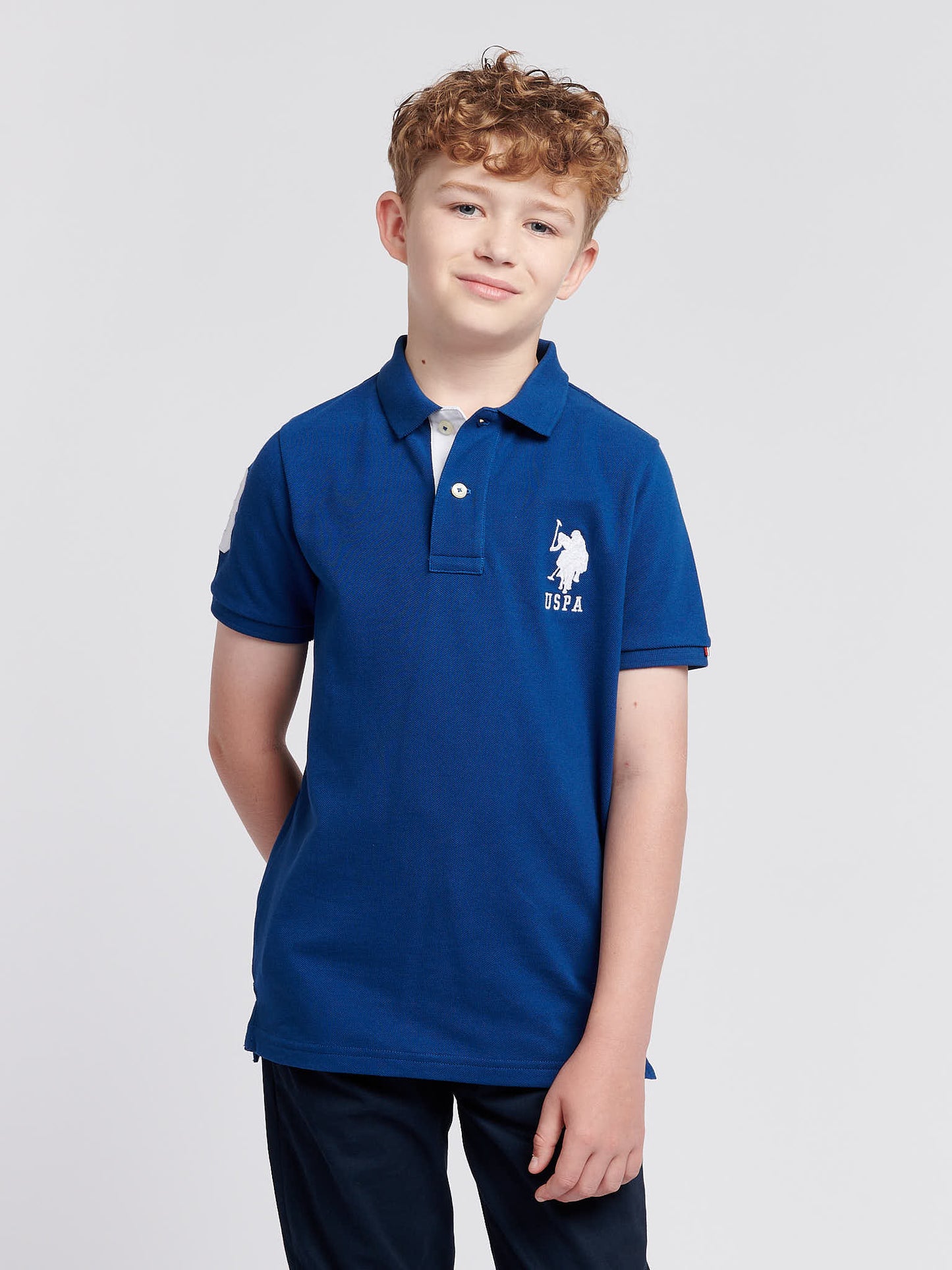 Boys Player 3 Polo Shirt in Navy Peony