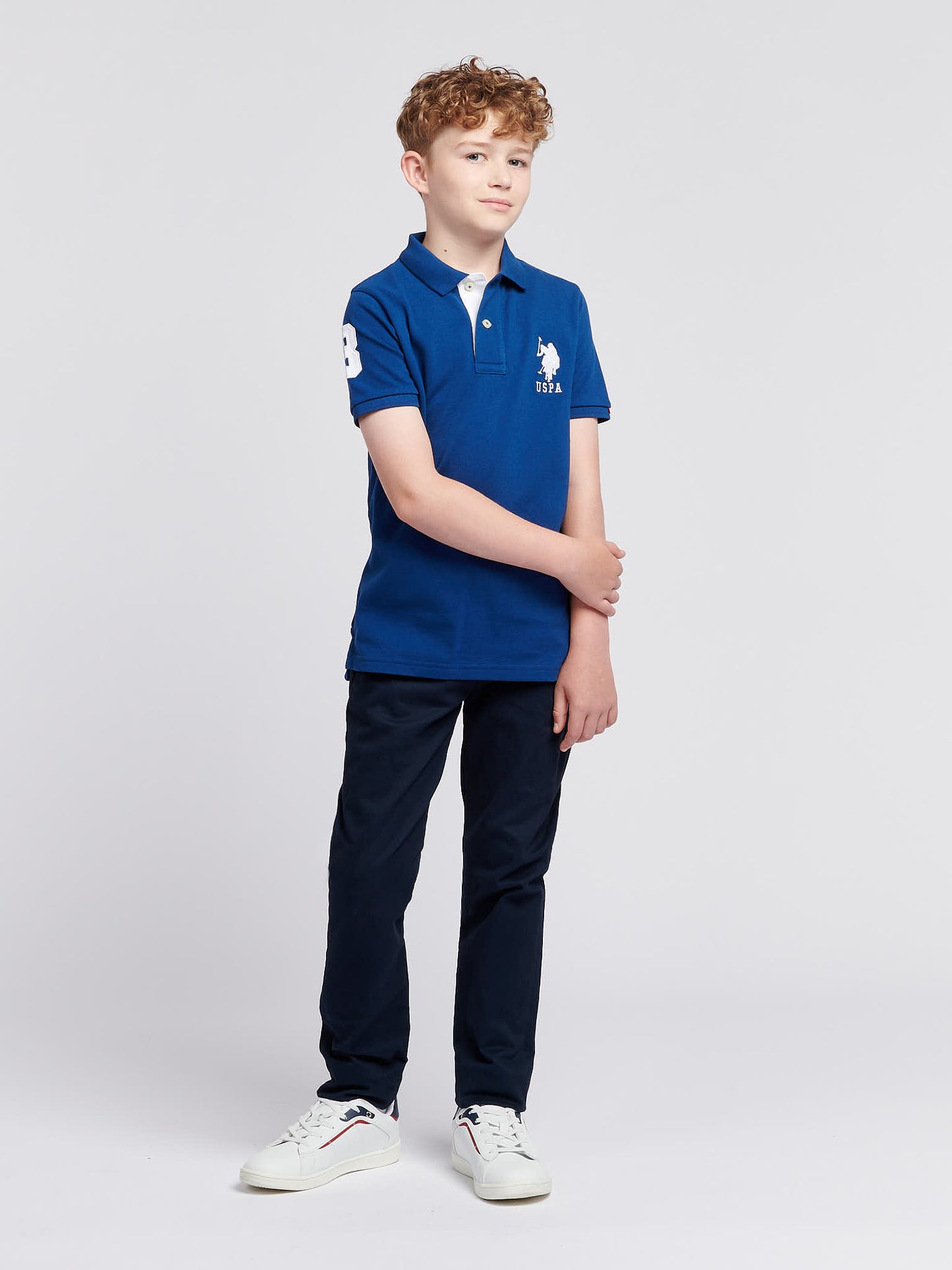 Boys Player 3 Polo Shirt in Navy Peony