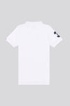 Boys Player 3 Pique Polo Shirt in White / Dark Sapphire Navy DHM