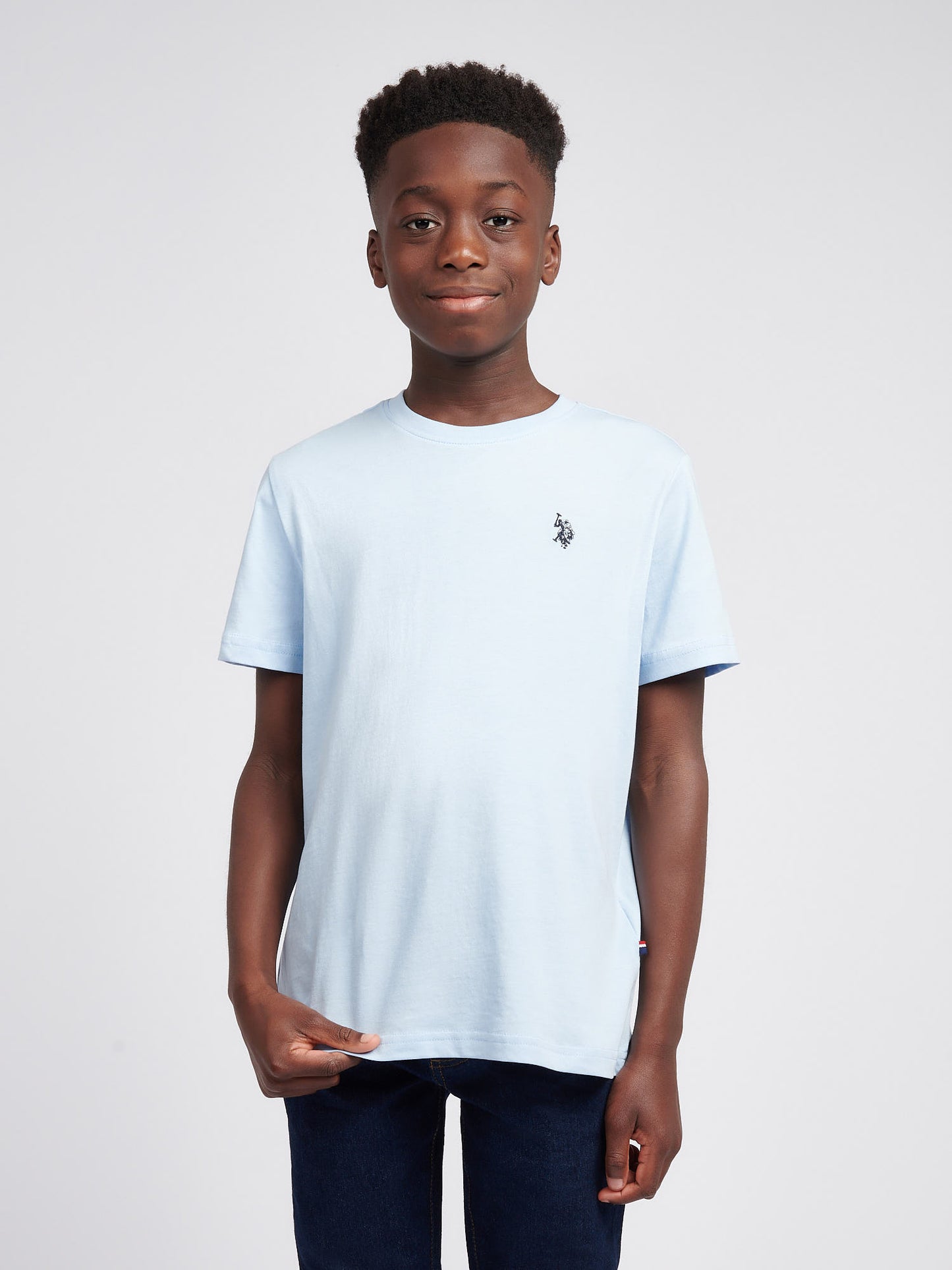 Boys Double Horsemen T- Shirt in Chambray Blue